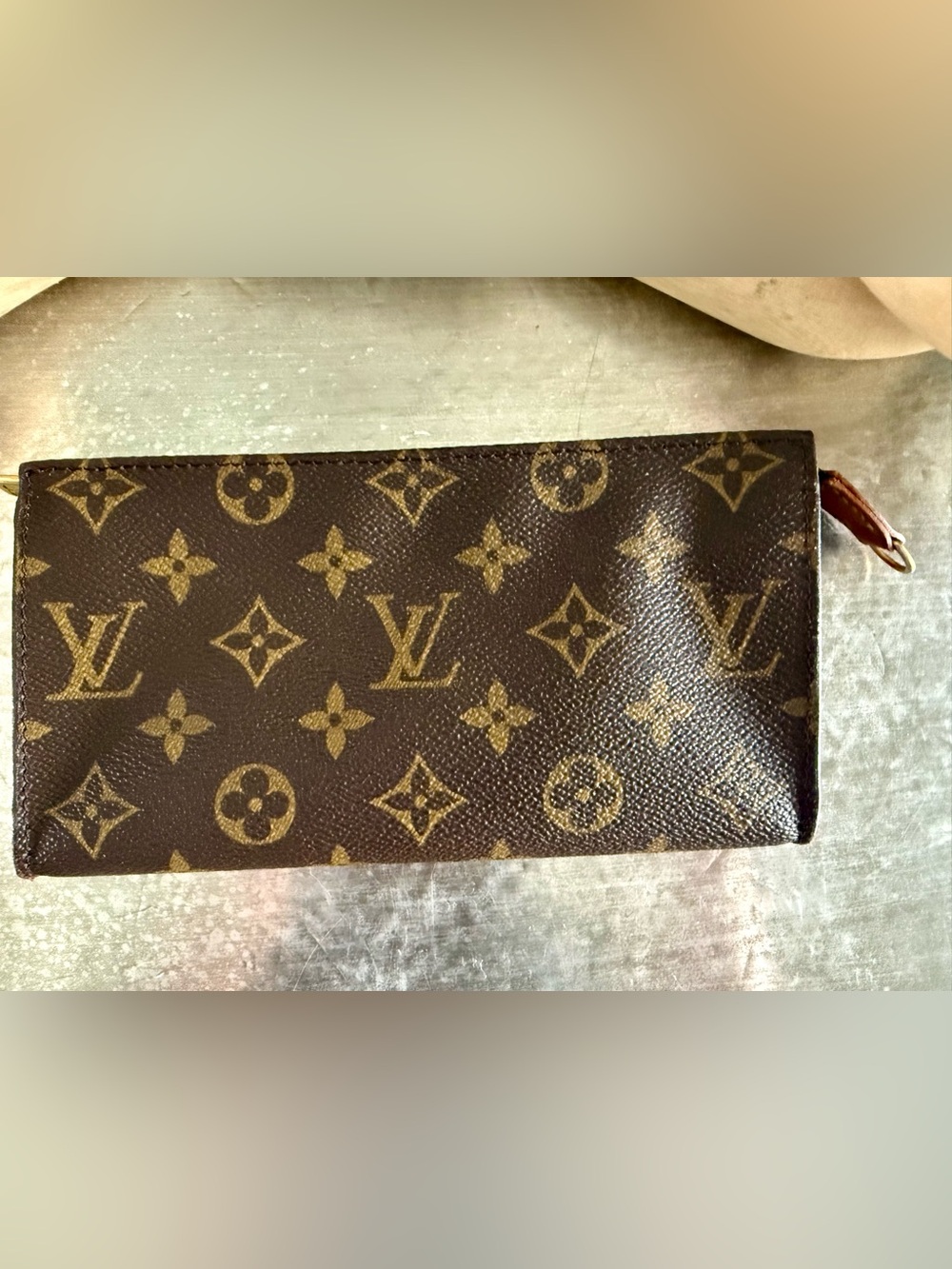 Vintage Louis Vuitton Brown Monogram Canvas Cosmetic Pouch - Authentic - Picture 4 of 14